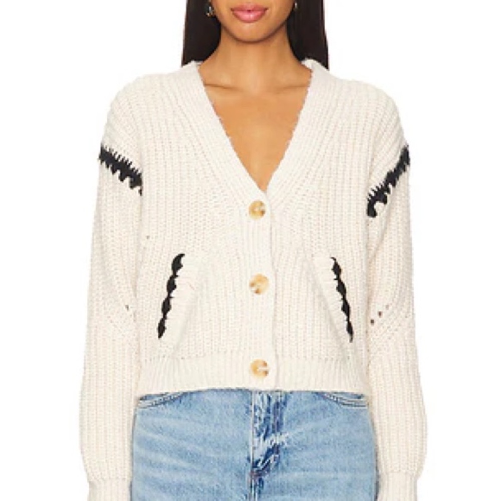 Heartloom Jessa Button Front Cardigan Cream Black M